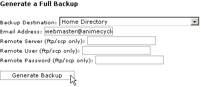 Generating a backup